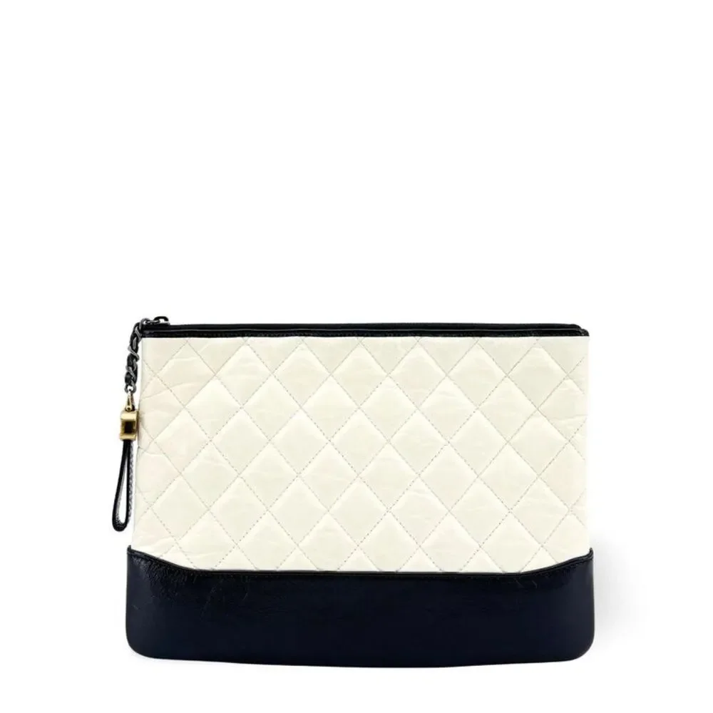 Chanel Gabrielle O-Case Pouch Medium Black White